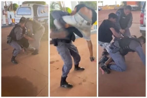 V&iacute;deo mostra homem resistindo &agrave; abordagem policial em MT