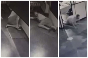 C&acirc;meras flagram ladr&atilde;o rastejando e engatinhando em mercado