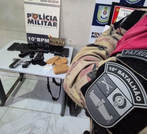 Patrulha Rural apreende armas de fogo, drogas e desarticula quadrilha de estelionato