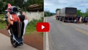 Jovem que debochava da pol&iacute;cia dando 'grau' em moto, morre ao bater em caminh&atilde;o; veja