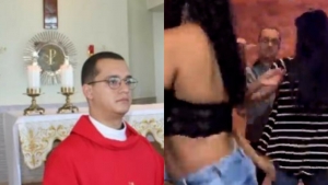 &lsquo;Padre pagodeiro&rsquo; &eacute; flagrado dan&ccedil;ando em bar e incomoda fi&eacute;is; veja v&iacute;deo